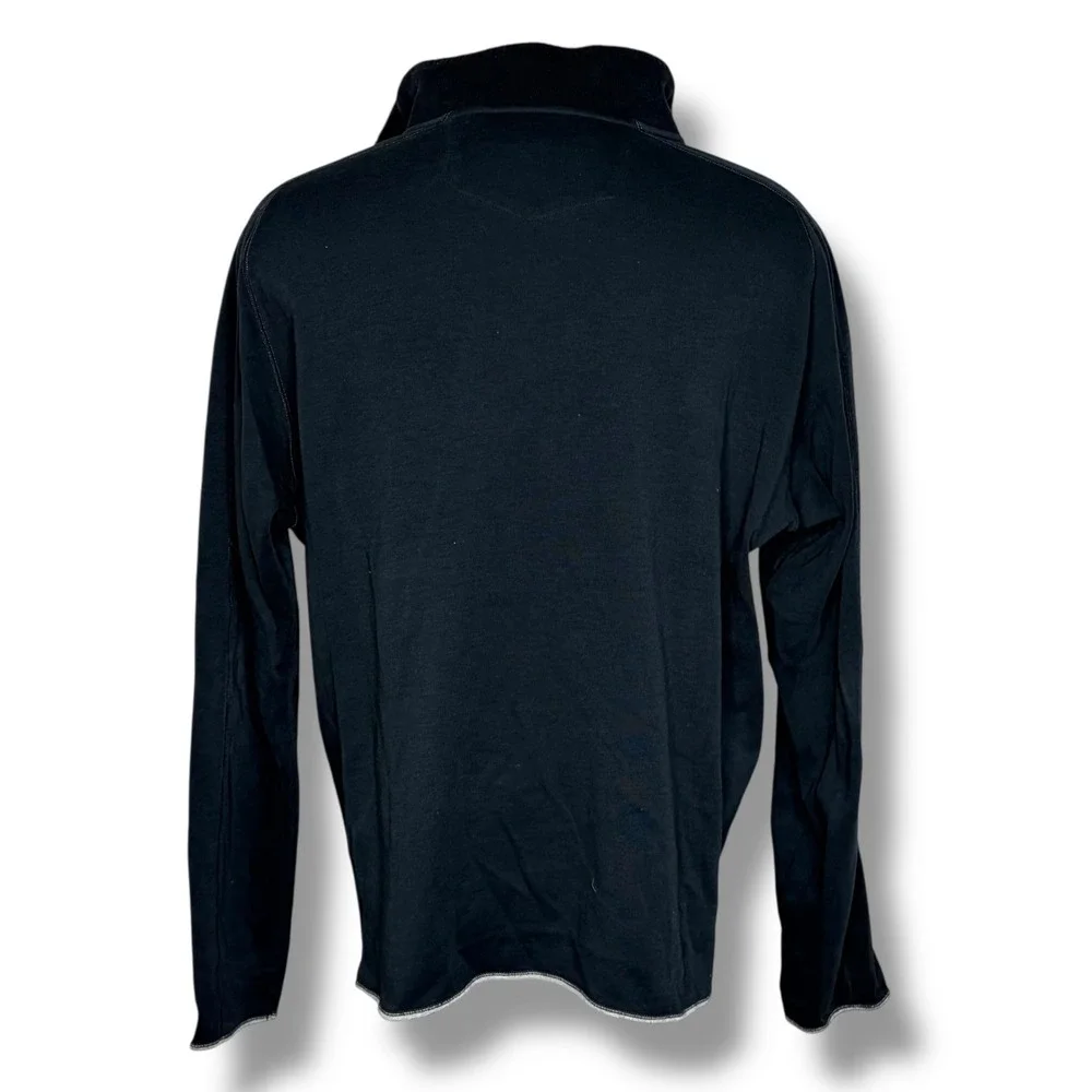 Robert Graham Quarter Zip Pullover‎ XXL Black Cotton Contrast Mock Neck Sweater
